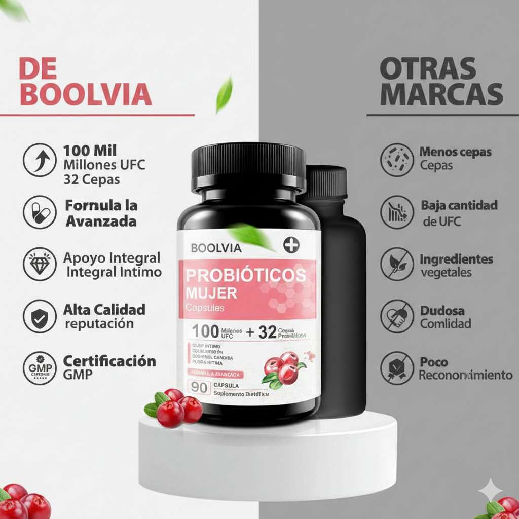 Boolvia Probióticos Mujer – Equilibrio Íntimo y Flora Vaginal (90 Cápsulas)
