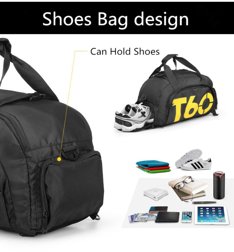 T60 PowerDuffel™ – Bolsa Impermeable para Deporte, Gimnasio y Viaje (Negro | Gris)